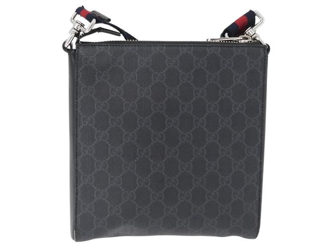 Borsa a Spalla Gucci GG Supreme Sherry Line PVC Nero Argento 523599 Auth BA10640 - vista 2