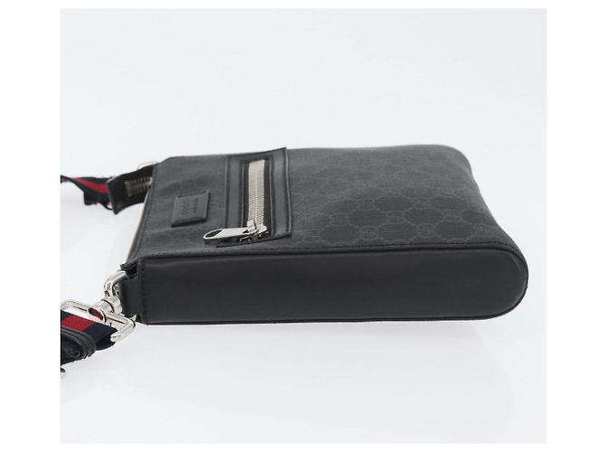 Borsa a Spalla Gucci GG Supreme Sherry Line PVC Nero Argento 523599 Auth BA10640 - vista 4