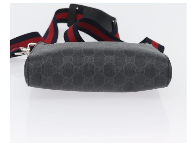 Borsa a Spalla Gucci GG Supreme Sherry Line PVC Nero Argento 523599 Auth BA10640 - vista 5
