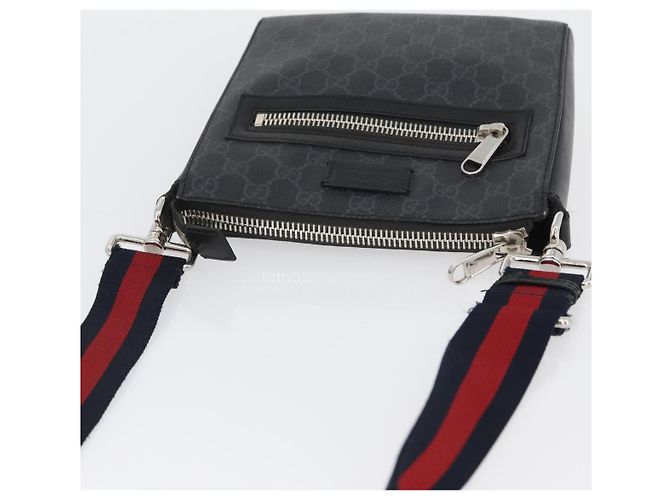 Borsa a Spalla Gucci GG Supreme Sherry Line PVC Nero Argento 523599 Auth BA10640 - vista 6