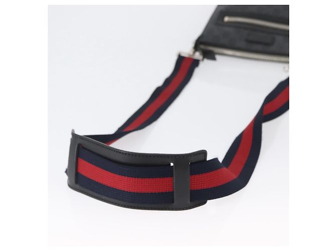 Borsa a Spalla Gucci GG Supreme Sherry Line PVC Nero Argento 523599 Auth BA10640 - vista 7