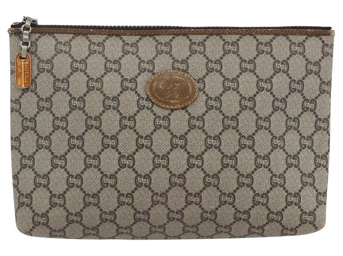 GUCCI GG Plus Supreme Clutch Bag PVC Beige Oro Auth am10687 D'oro - vista 13
