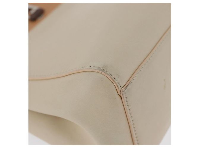 CARTIER Borsa a Mano Pelle Beige Argento Auth bs33554 - vista 10