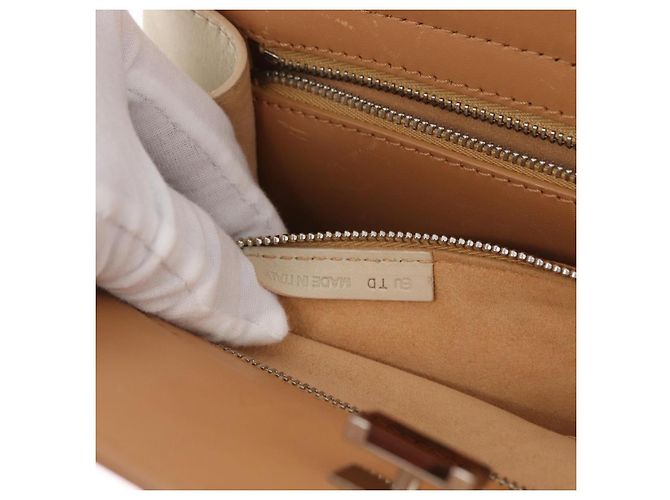 CARTIER Borsa a Mano Pelle Beige Argento Auth bs33554 - vista 12