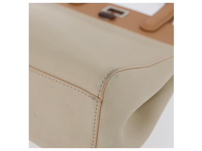 CARTIER Borsa a Mano Pelle Beige Argento Auth bs33554 - vista 14