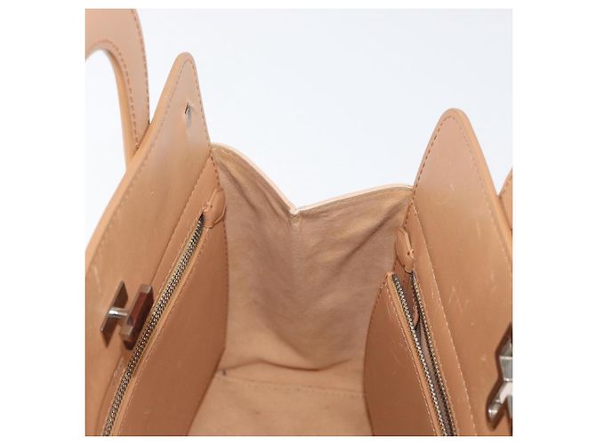 CARTIER Borsa a Mano Pelle Beige Argento Auth bs33554 - vista 19