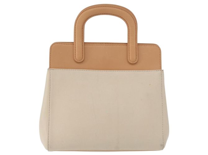 CARTIER Borsa a Mano Pelle Beige Argento Auth bs33554 - vista 2