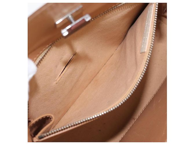 CARTIER Borsa a Mano Pelle Beige Argento Auth bs33554 - vista 22