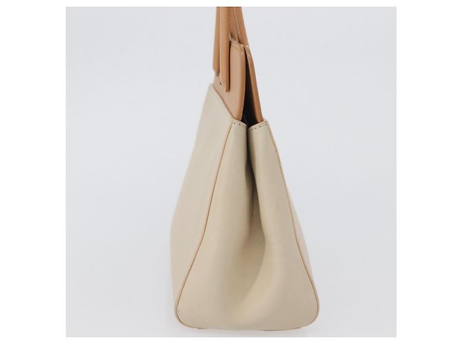 CARTIER Borsa a Mano Pelle Beige Argento Auth bs33554 - vista 4