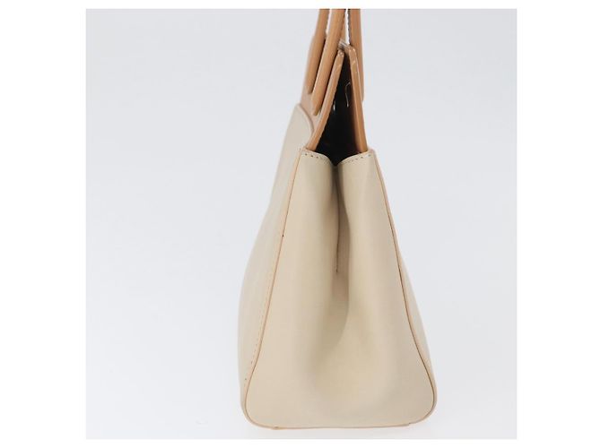 CARTIER Borsa a Mano Pelle Beige Argento Auth bs33554 - vista 5