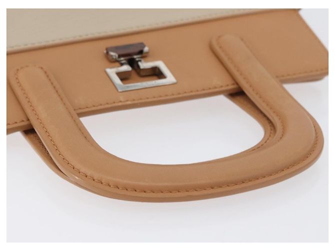 CARTIER Borsa a Mano Pelle Beige Argento Auth bs33554 - vista 8