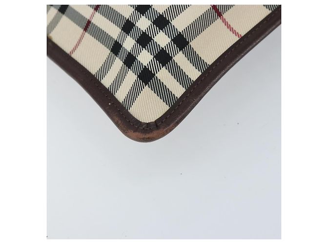 Borsa a Spalla Nova Check Burberry Canvas Beige Argento Auth 172244 - vista 14