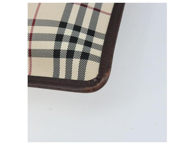 Borsa a Spalla Nova Check Burberry Canvas Beige Argento Auth 172244 - vista 15