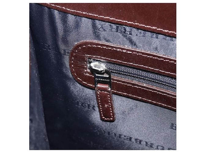 Borsa a Spalla Nova Check Burberry Canvas Beige Argento Auth 172244 - vista 19