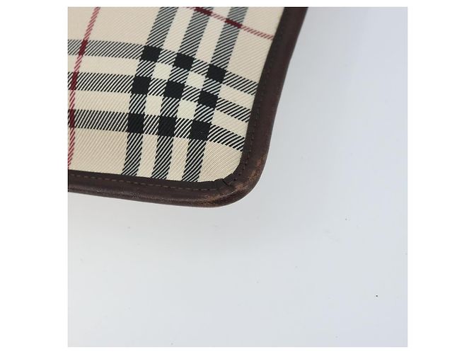 Borsa a Spalla Nova Check Burberry Canvas Beige Argento Auth 172244 - vista 9