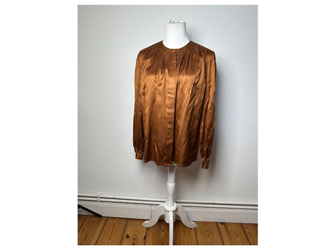 Blusa in seta vintage Dior marrone arancione M - vista 2
