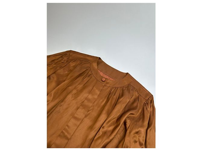 Blusa in seta vintage Dior marrone arancione M - vista 7