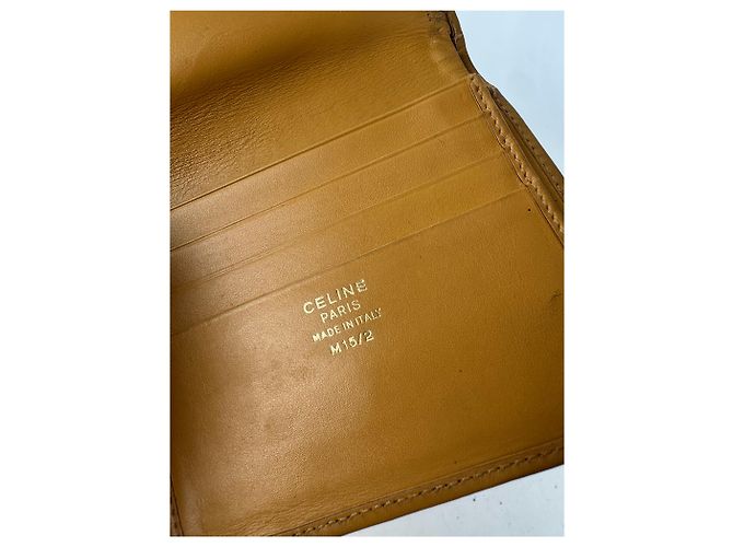 Céline Vintage Celine Paris Triomphe Leather Wallet Beige Brown - view 6