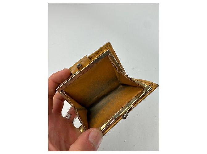 Céline Vintage Celine Paris Triomphe Leather Wallet Beige Brown - view 7