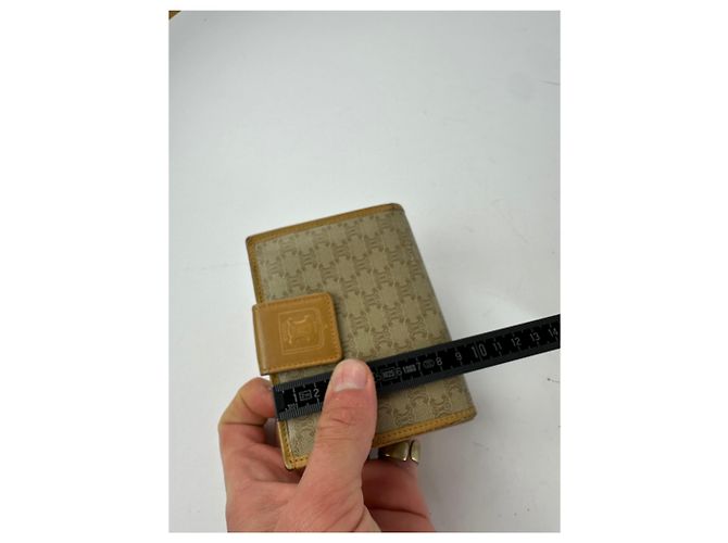 Céline Vintage Celine Paris Triomphe Leather Wallet Beige Brown - view 9