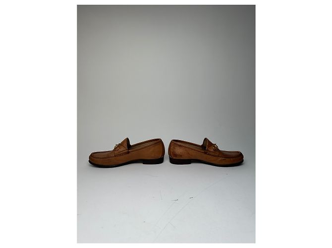 Mocassini in pelle vintage Gucci con morsetto marrone - vista 4