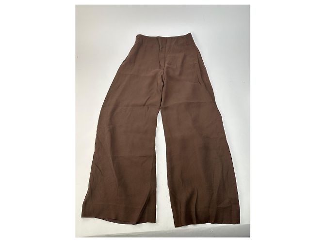 Vintage Givenchy Thin Layered Wide Leg Wool Pants Brown S - view 10