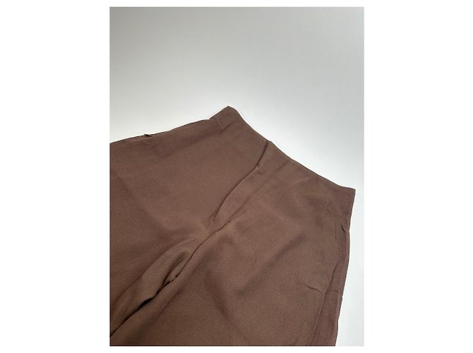 Vintage Givenchy Thin Layered Wide Leg Wool Pants Brown S - view 11