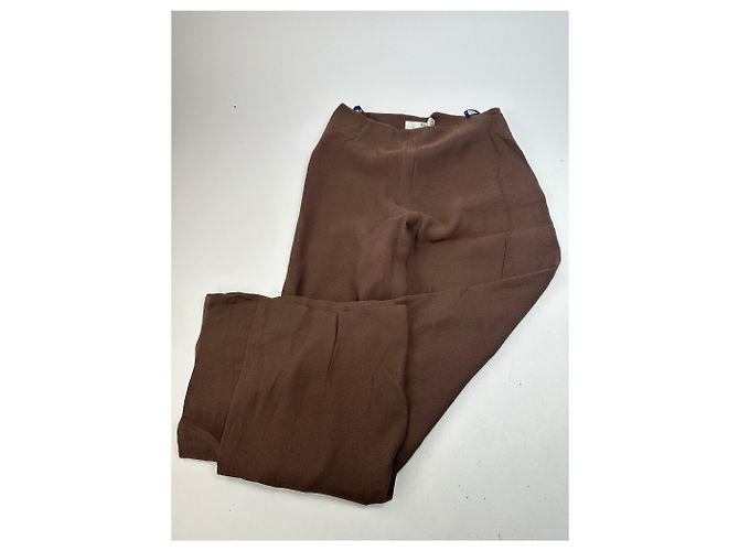 Vintage Givenchy Thin Layered Wide Leg Wool Pants Brown S - view 12