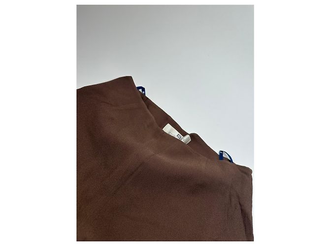 Vintage Givenchy Thin Layered Wide Leg Wool Pants Brown S - view 2