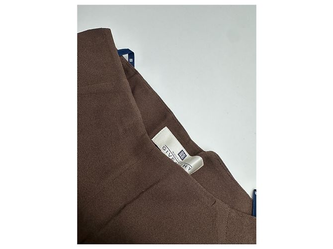Vintage Givenchy Thin Layered Wide Leg Wool Pants Brown S - view 3