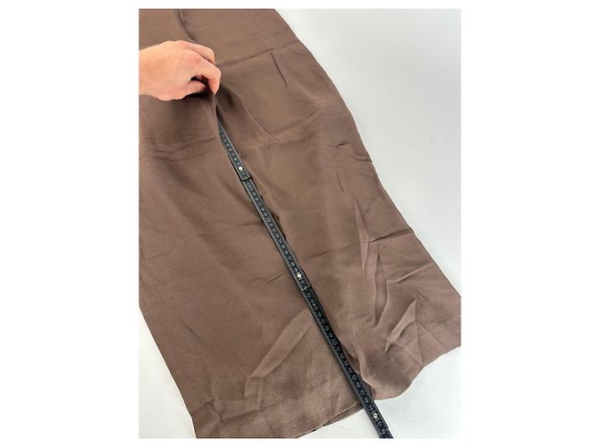 Vintage Givenchy Thin Layered Wide Leg Wool Pants Brown S - view 6