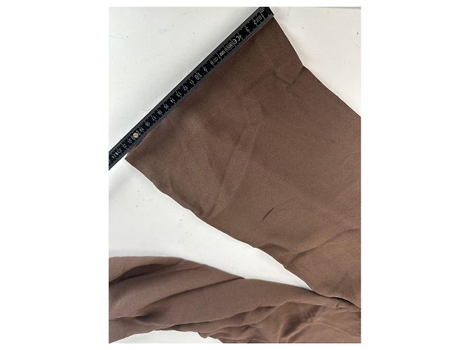 Vintage Givenchy Thin Layered Wide Leg Wool Pants Brown S - view 7