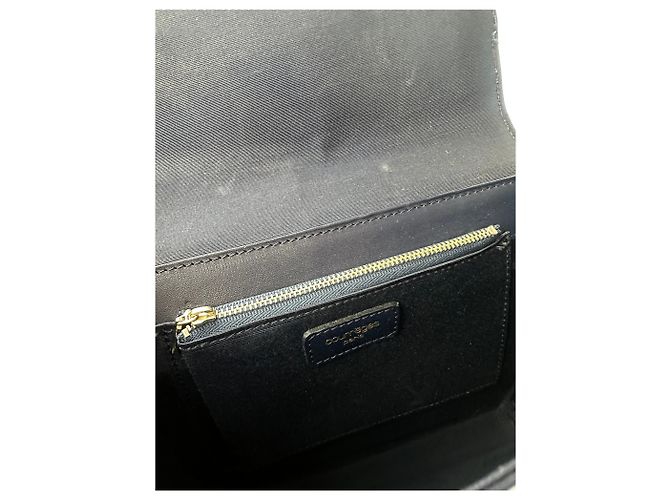 Vintage Courreges Paris Lederhandtasche Marineblau - Ansicht 9
