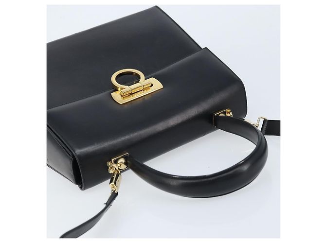 Salvatore Ferragamo Gancini Convertible Top Handle Leather Medium Black - view 7