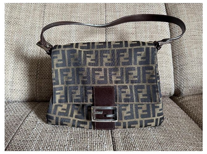 Borsa a spalla Fendi Zucca Mama Baguette Marrone - vista 2