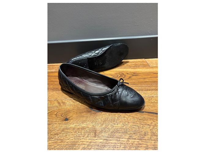 Bailarinas de cuero acolchadas Chanel Negro - vista 8