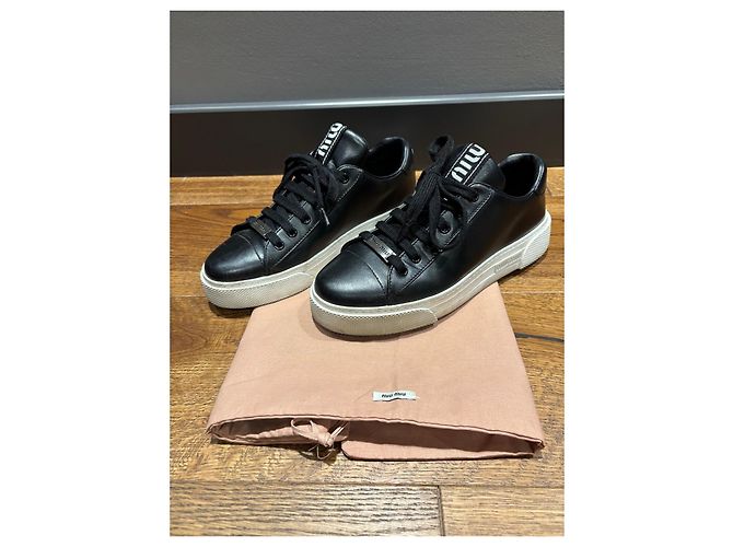 Sneakers in pelle nera Miu Miu Nero - vista 10