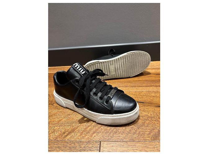 Sneakers in pelle nera Miu Miu Nero - vista 12