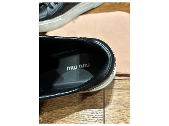 Sneakers in pelle nera Miu Miu Nero - vista 6