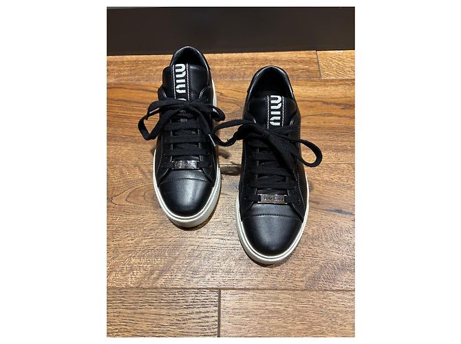 Sneakers in pelle nera Miu Miu Nero - vista 8