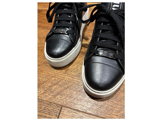 Sneakers in pelle nera Miu Miu Nero - vista 9