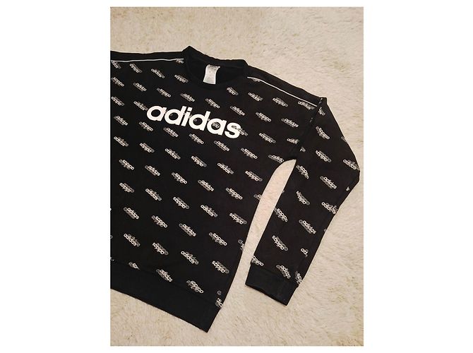 Adidas Sweatshirt mit Allover-Logo Schwarz - Ansicht 6