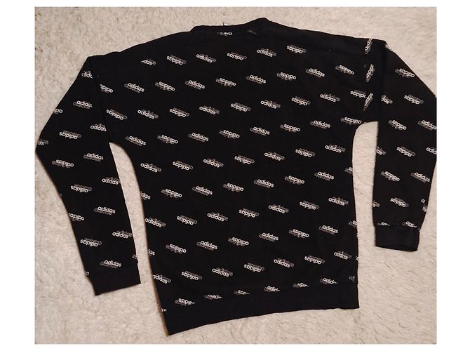 Adidas Sweatshirt mit Allover-Logo Schwarz - Ansicht 7