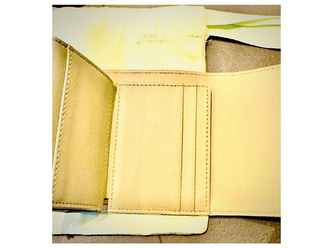 Compact leather and fabric wallet with Burberry check Black Blue Beige - view 5