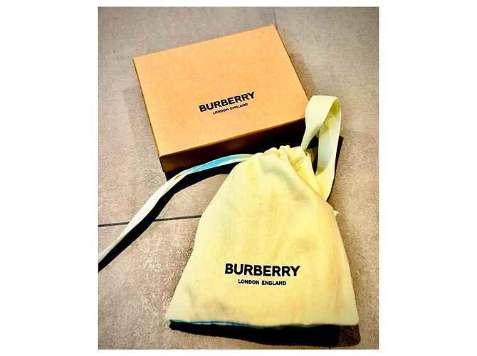 Compact leather and fabric wallet with Burberry check Black Blue Beige - view 9