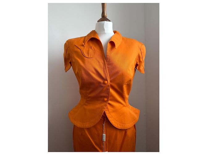 Traje de falda Thierry Mugler naranja de algodón - vista 10
