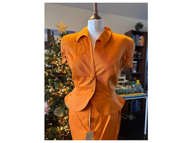 Traje de falda Thierry Mugler naranja de algodón - vista 16