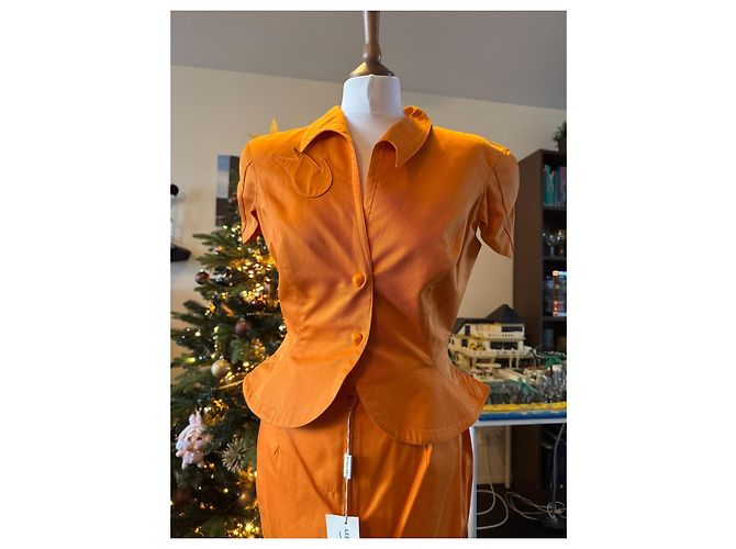 Traje de falda Thierry Mugler naranja de algodón - vista 17