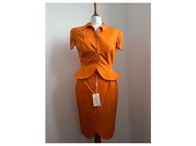 Traje de falda Thierry Mugler naranja de algodón - vista 2