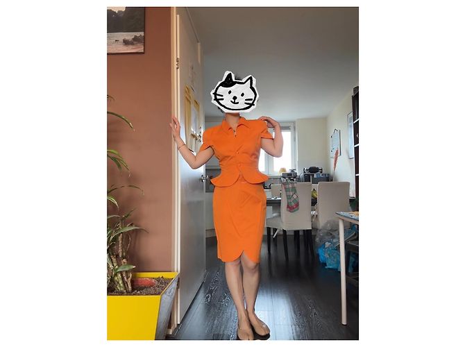 Traje de falda Thierry Mugler naranja de algodón - vista 3